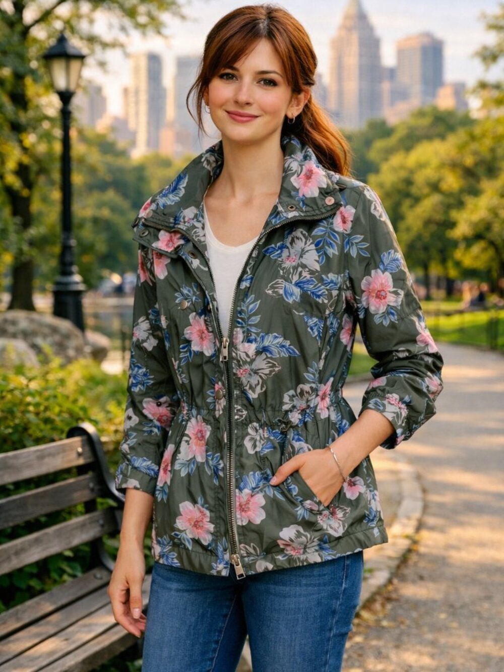 Jason Maxwell Outerwear Collection Women's Floral Windbreaker Jacket Size  M
